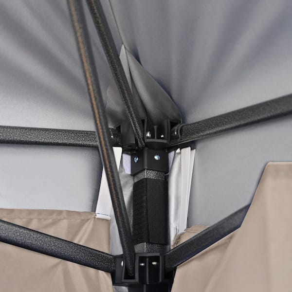 10 ft. x 20 ft. Outdoor Pop Up Canopy Tent Heavy Duty with Wheeled Bag (Khaki)