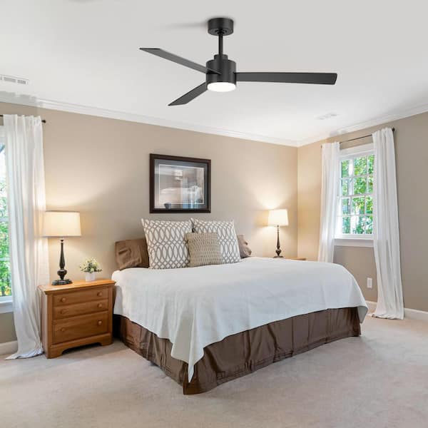 Liat 52 in. Indoor Integrated LED Indoor Black-Blade Black Standard Ceiling Fan with Light and Remote Control Included
