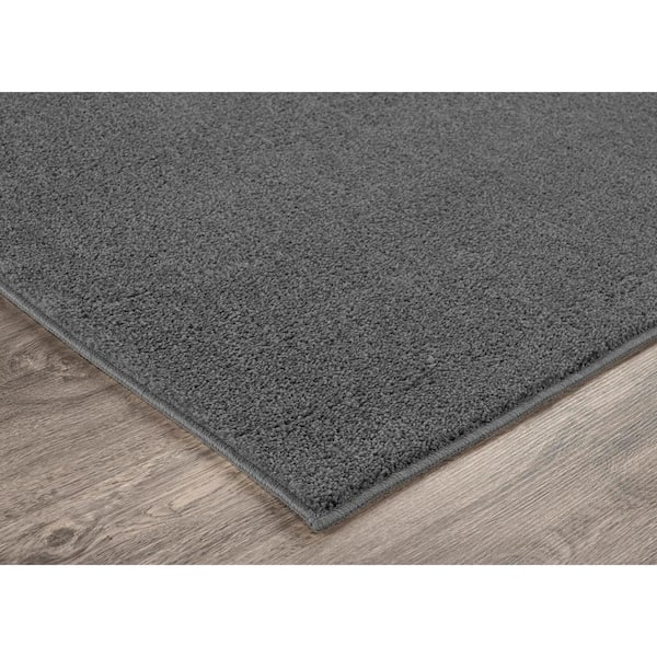 Palmer Plush 2 ft. x 6 ft. Cinder Gray Washable Non Slip Solid Color Area Rug