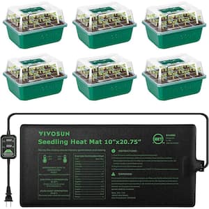 72-Cell Seed Starter Kit with 10 in. x 20.75 in. Seedling Heat Mat and Controller (6-Pack)