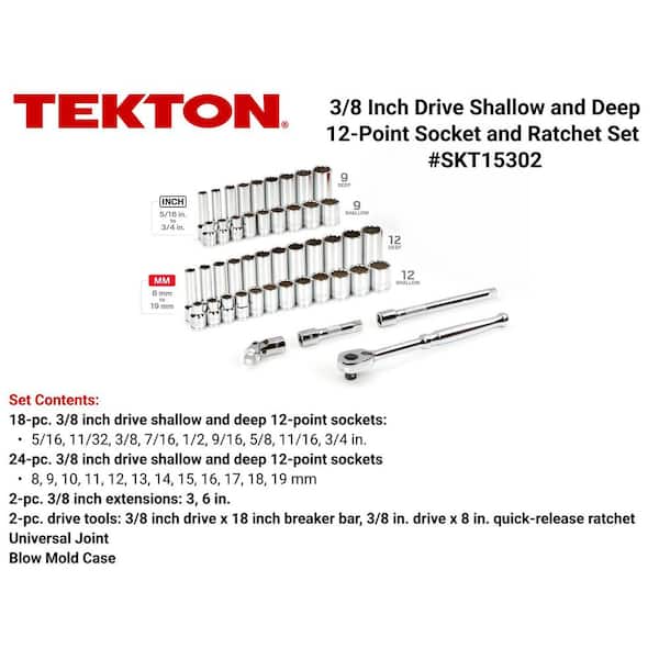 3/8 in. Drive 12-Point Socket and Ratchet Set (47-Piece)
