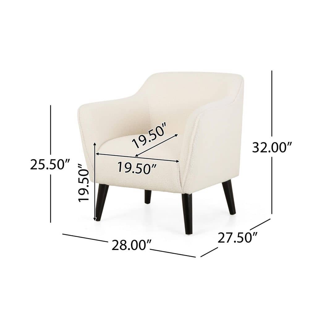 Ivory Boucle Armchair with Matte Black Birch Wood Legs