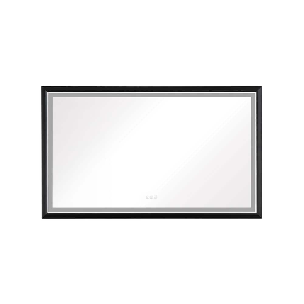 36 in. H x 60 in. W Modern Large Rectangular Framed Anti-Fog Lighted Wall M