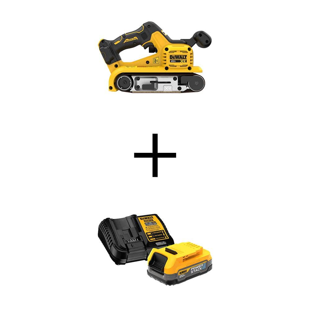 Dewalt V Lithium Ion Cordless Belt Sander With V Max Powerstack Compact Battery Starter Kit