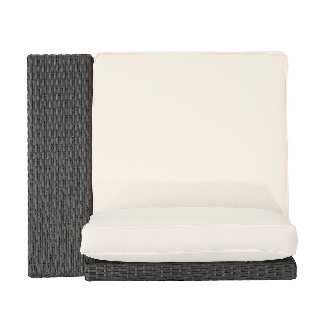 Gray Iron 9-Seater Outdoor Sectional Sofa Set with White Cushions