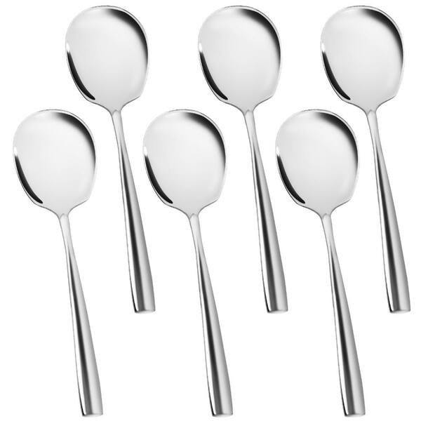 6-Piece Stainless Steel Serving Spoon Set 9.14 in Utensils for Buffet Catering and Everyday Use Spoons