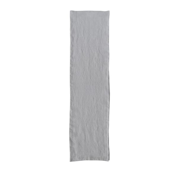 Storied Home 14 in. W x 108 in. L Ivory White Solid Stonewashed Linen Table Runner