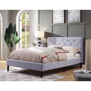Jukes Light Gray Full Flannelette Upholstered Bed