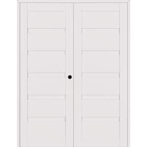Louver 72 in. x 95.25 in. Left Active Snow White Wood Composite Double Prehung Interior Door