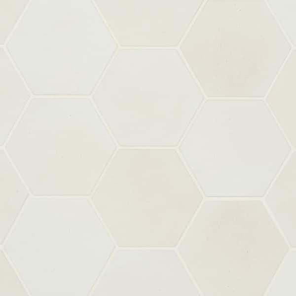 Celine Hexagon 4 in. x 5 in. Matte White Porcelain Floor Tile (4.68 sq. ft. /Case)