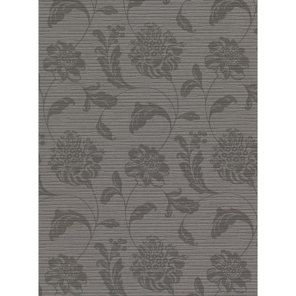 Warner Holiday Charcoal Jacobean Charcoal Wallpaper Sample