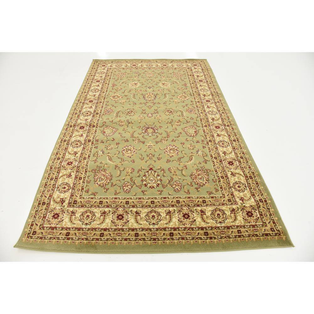 Green Rectangular Synthetic Easy Care Area Rug