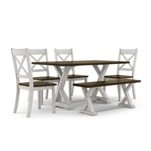 Beardsley 6-Piece Wood Top Chestnut and Antique White Dining Table Set