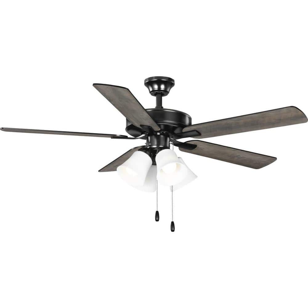 AirPro 52" Matte Black Ceiling Fan with Frosted Shades