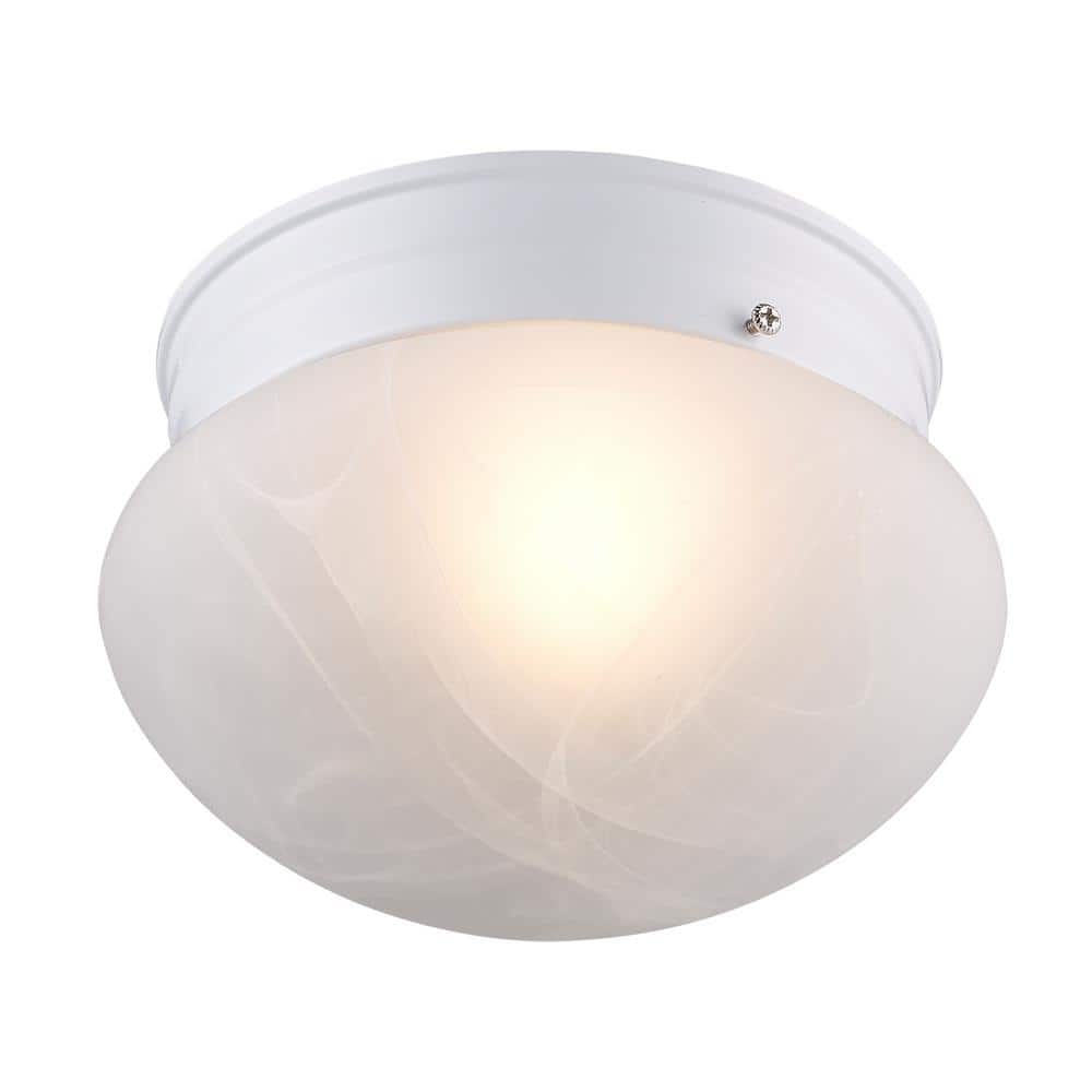 Dash 8" White Marbleized Glass Globe Flush Mount Light