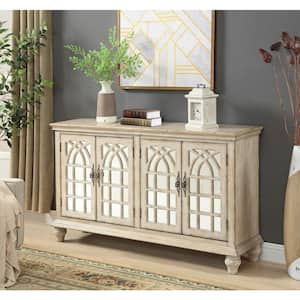 Baskill French Cream 60 in. Credenza with Four Doors