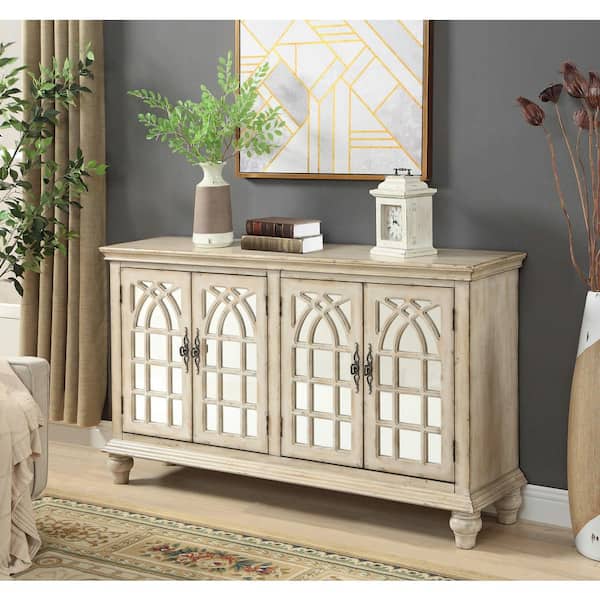 Coast To Coast Accents Baskill French Cream 60 in. Credenza with Four Doors
