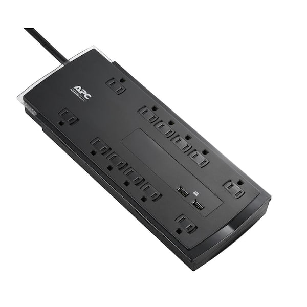 APC Black SurgeArrest 6 ft. Surge Protector with 12 outlets, 2 USB charging ports