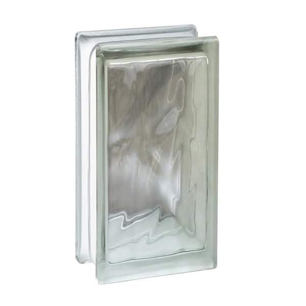 Seves Nubio 4 in. Thick Series 4 in. x 8 in. x 4 in. (Actual 3.75 x 7.75 x 3.88 in.) Wave Pattern Glass Block