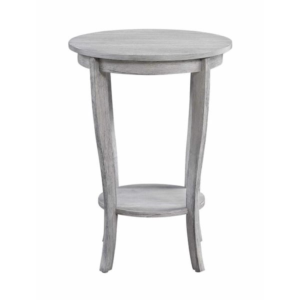 Convenience Concepts American Heritage 24 in.(H) Light Gray Wire Brush Round End Table