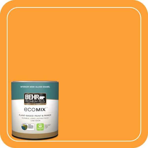 1 qt. #P250-7 Blazing Bonfire Semi-Gloss Enamel EcoMix Plant-Based Interior Paint & Primer