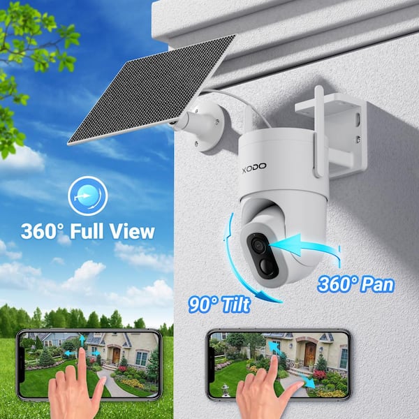Xodo E15 Solar Outdoor Wi-Fi Security Camera for Smart Home 2K Pan