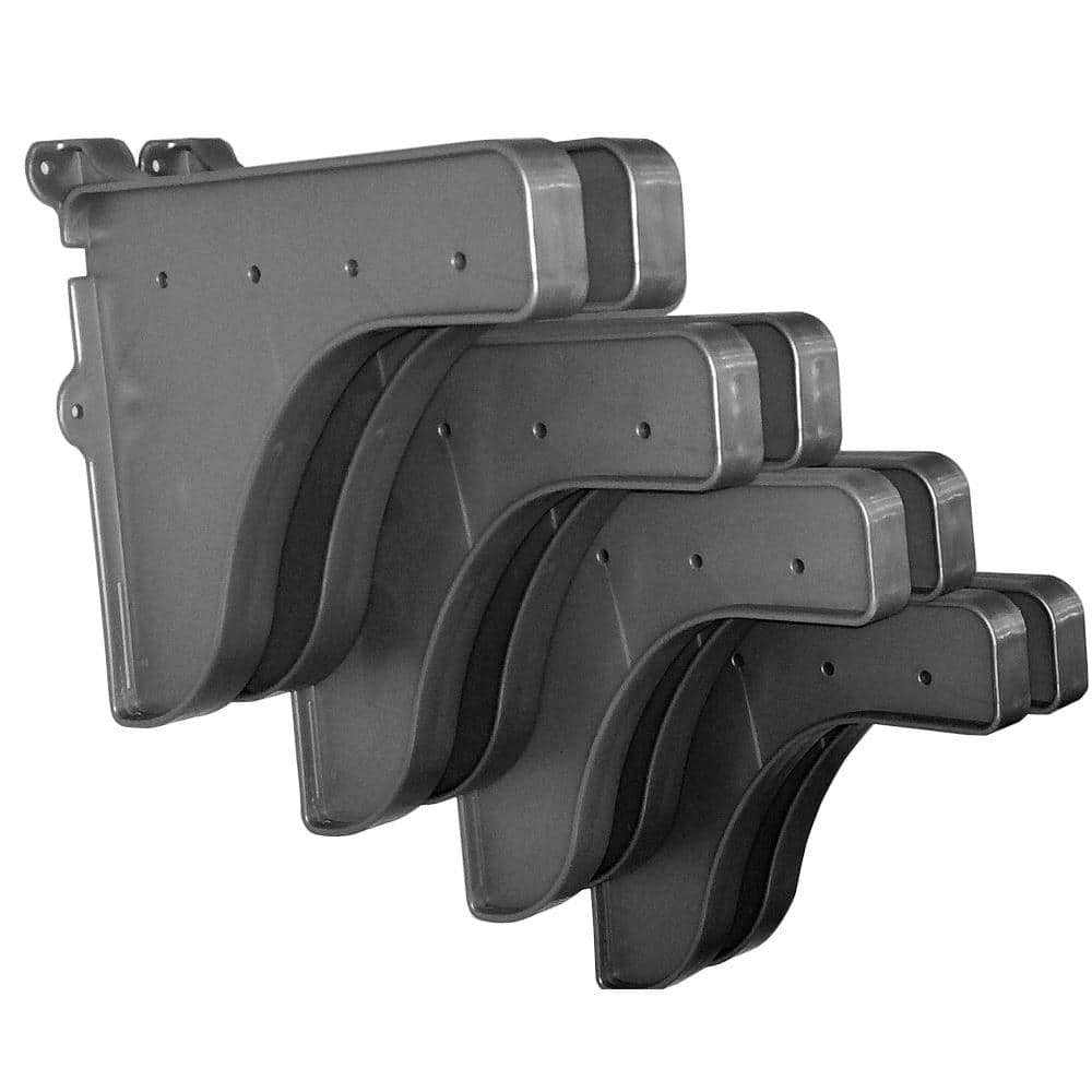 EZ Shelf 12 in. x 10 in. Silver End Brackets (Set of 8) for Shelf (For mounting to back wall/connecting) -  EZS-EB-SS-8