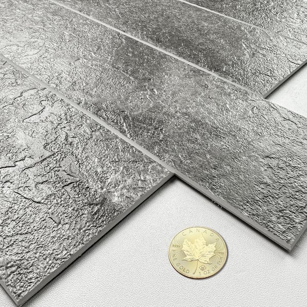 MURELLA Grey Stone Subway 10.83 in. x 11.81 in. SPC Peel and Stick