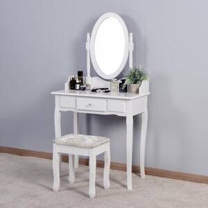 31.5 in. W x 15.75 in. D x 53.54 in. H Wooden Bath Vanity Cabinet without Top in White Cabinet with Mirror