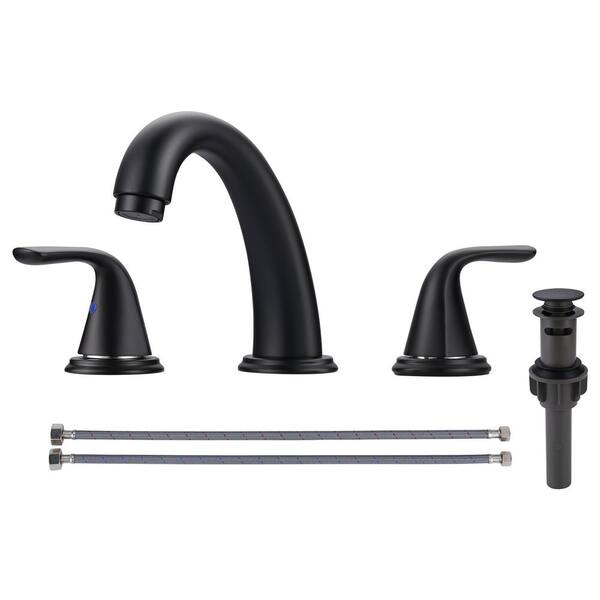 ALEASHA 8 in. Widespread Double Handle Bathroom Faucet in Matte Black ...