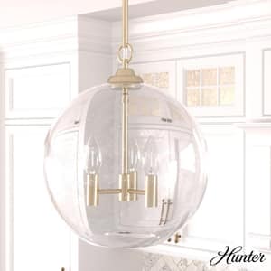High Oaks 3-Light Alturas Gold Globe Pendant Light with Clear Seeded Glass Shade