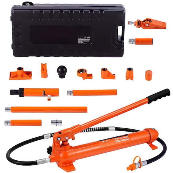 10 Ton Porta Power Kit, Hydraulic Ram with Pump, Car Jack with 4.6 ft. /1.4 m Oil Hose, Bent Frame Repair Tool