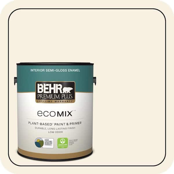 1 gal. #GR-W14 Coconut Twist Semi-Gloss Enamel EcoMix Plant-Based Interior Paint & Primer