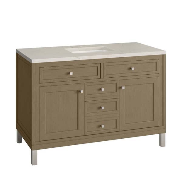 Chicago 48.0 in. Single Bath Vanity in Walnut Whisper with Siberian Quartz Top