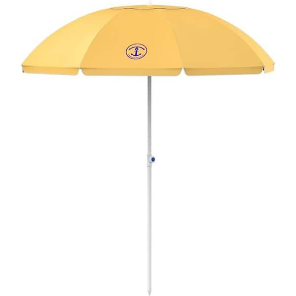 Anchor Works 7.5 ft. Classic Beach Umbrella, Aerodynamic Umbrella with 7 ft. Canopy (50+ UPF) and Carrying Bag in Dusky Sunset Orange