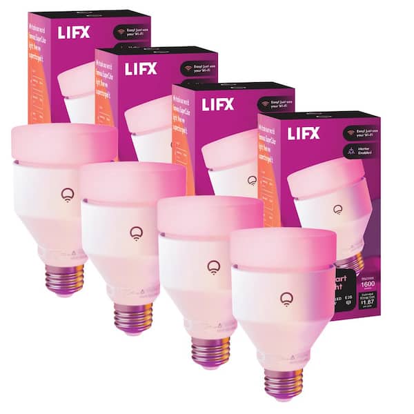 100-Watt Equivalent A21 Multi-Color 9000K Wi-Fi LED light Bulb Works w/Alexa/Hey Google/HomeKit Tunable White (4-Pack)