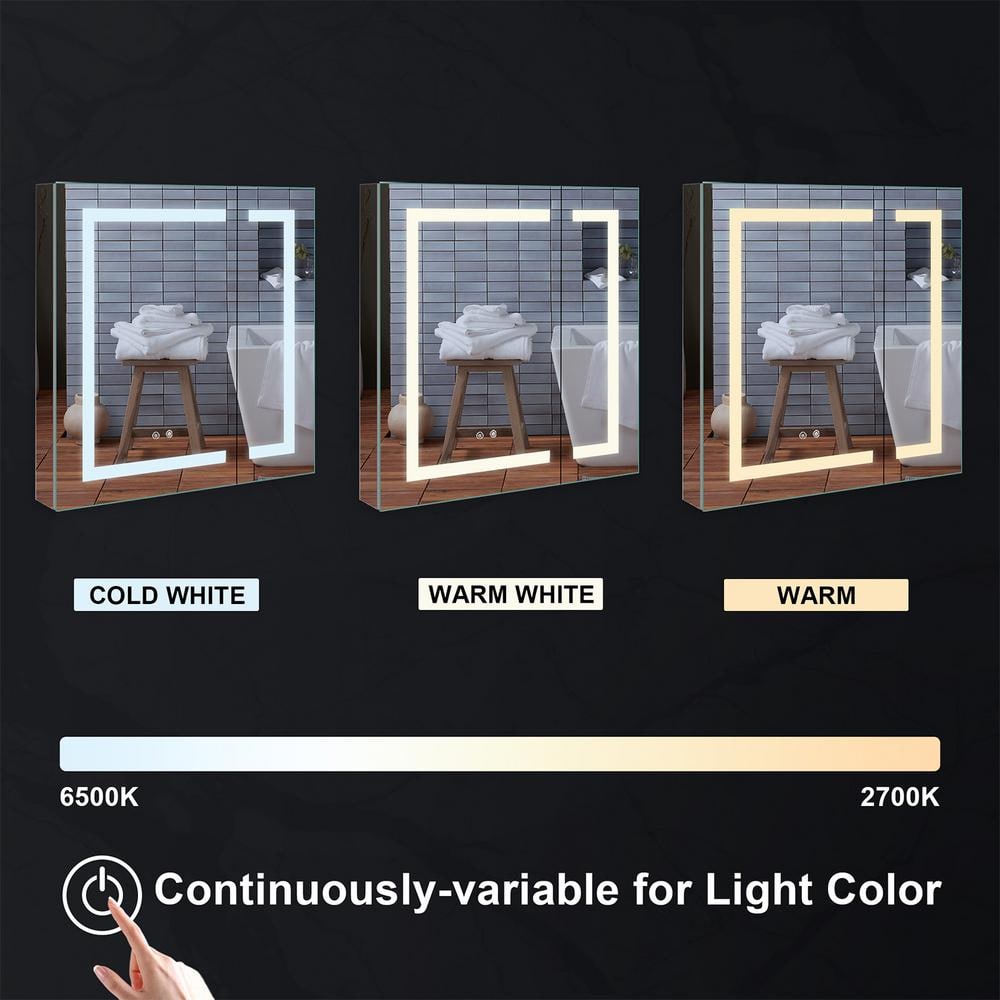 36" x 30" Silver Aluminum LED Medicine Cabinet with Mirror