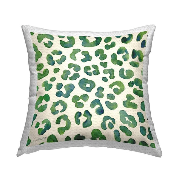 Green Leopard Animal Pattern Green Square Outdoor Throw Pillow