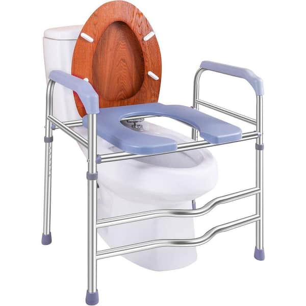 17.7 in. W x 25 in. L 6 Adjustable Height and Sturdy Elevated Toilet Seat For Elderly, Pregnant and Handicap in Blue