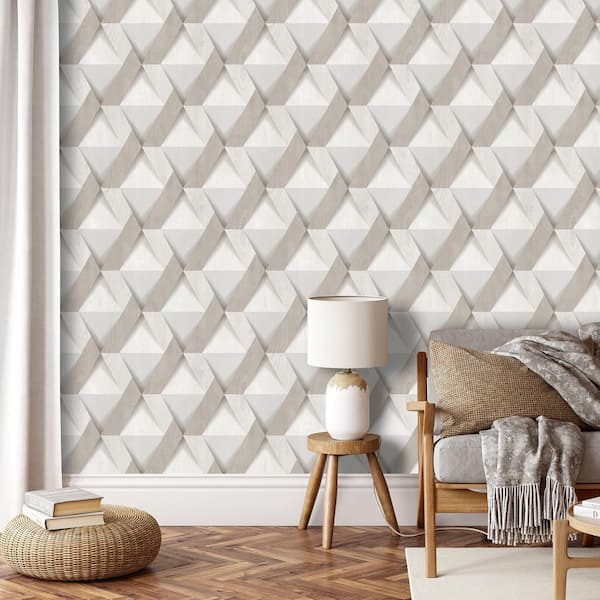 Modern Losange Wood Beige Wallpaper Sample