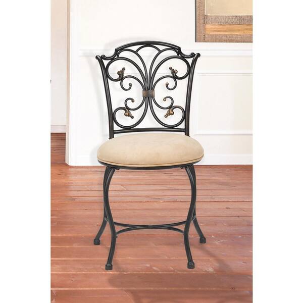 Hilale Furniture Sparta Black Gold, Bathroom Vanity Chairs With Backs