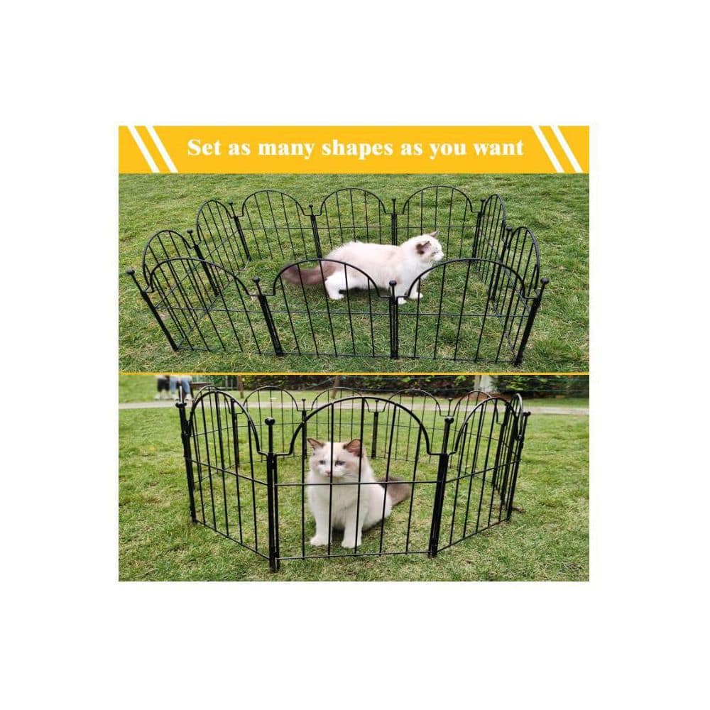 Black Arched Metal Garden Fence with Stakes, 22 in x 13.2 in