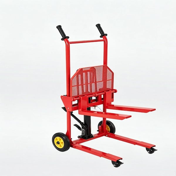 Hydraulic Winch Material Lift Stacker,450 lb,36‑in Lift Height,Steel Lift Table Cart,Locking Swivel Casters