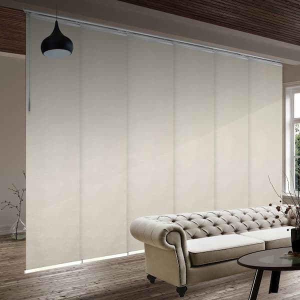 EMOH Pearlescent 70 in. - 130 in. W x 94 in. L Adjustable 6- Panel in Satin Nickel Single Rail Panel Track 23.5 in. Slates