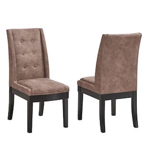 SignatureHome Bierce Dark Brown/Black Finish Solid Wood Bierce Dining Chairs Set of 2. Dimension (26Lx18Wx39H)