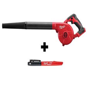M18 18-Volt Lithium-Ion Cordless Compact Blower with INKZALL Black Fine Point Jobsite Marker