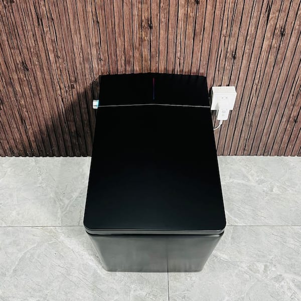 Luxury Elongated Bidet Toilet 1.28 GPF in Matte Black with Auto Flush, Heated Seat, Foot Sensor, LED Display