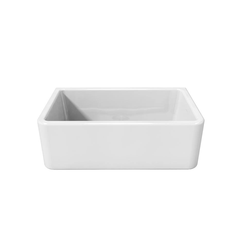 White 30-Inch Fireclay Farmhouse Single Basin Sink
