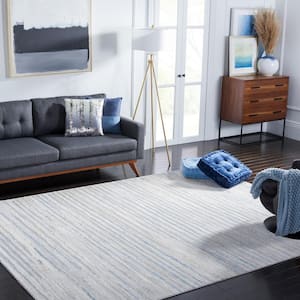 Lagoon Gray/Blue 9 ft. x 12 ft. Striped Distressed Area Rug