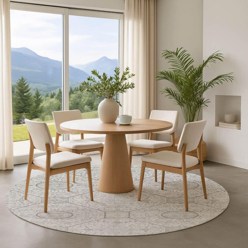 Mayfield Premium Machine Washable Abstract AMF1748 Silver 8 ft. x 8 ft. Round Rug price history on PriceWatchPro